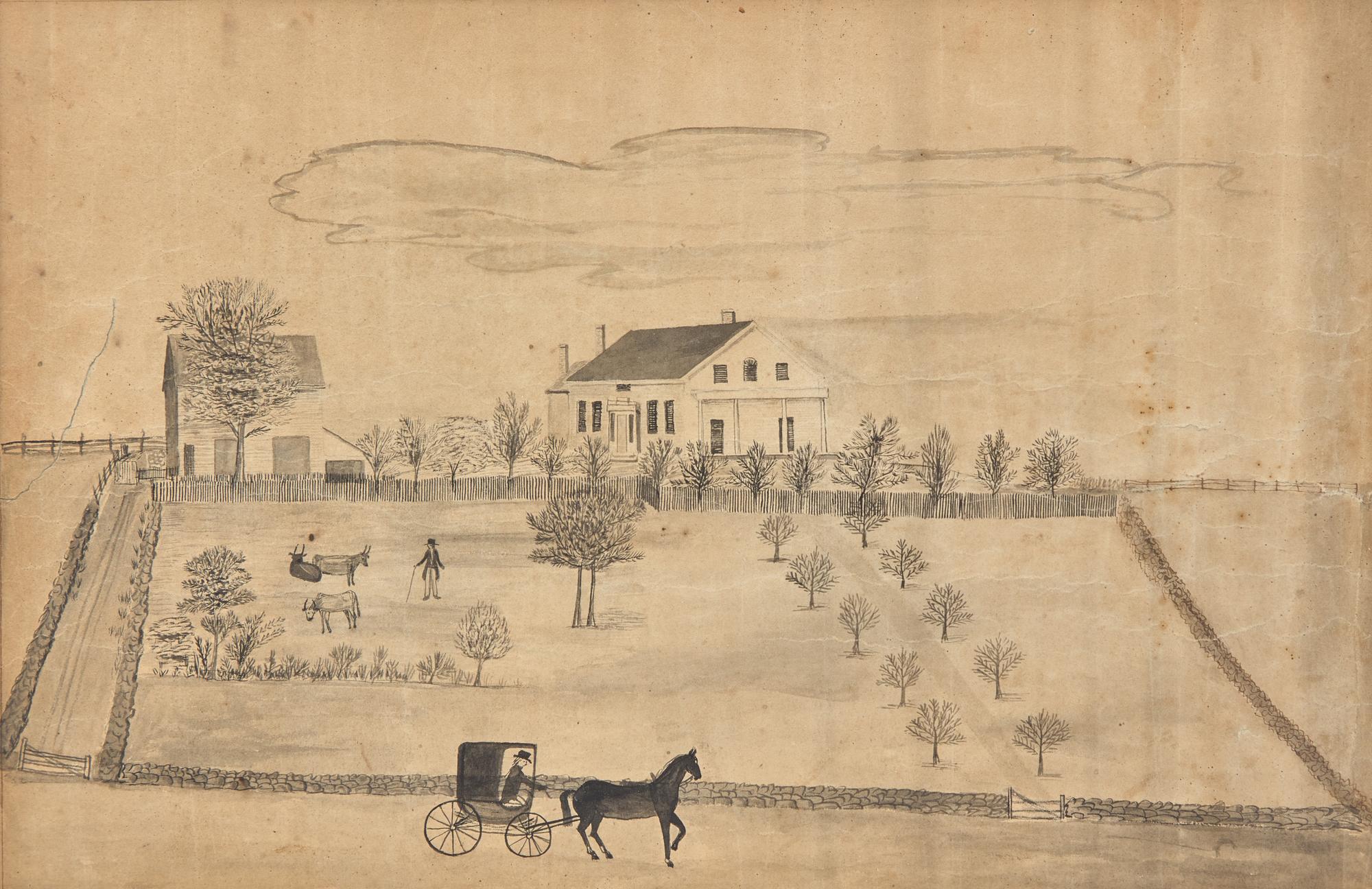 American School 19th Century, A Drawing of Foster Farm