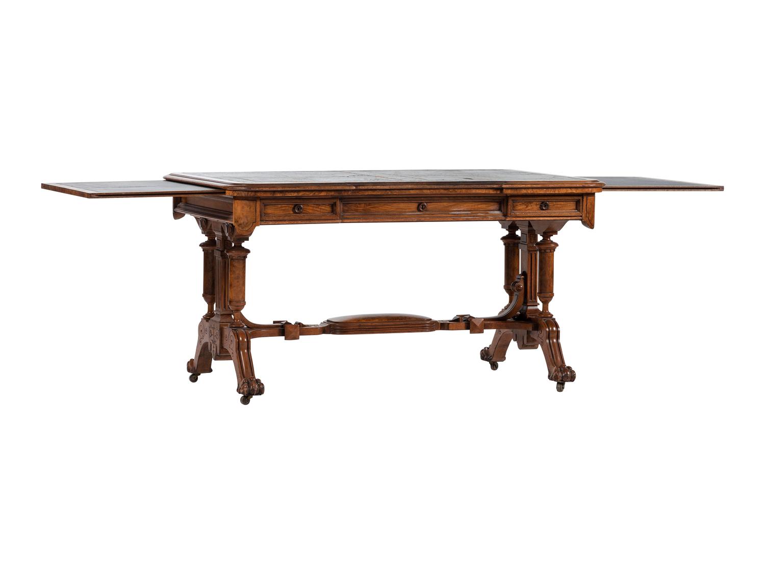 A Victorian Leather-Top Walnut Partner's Desk