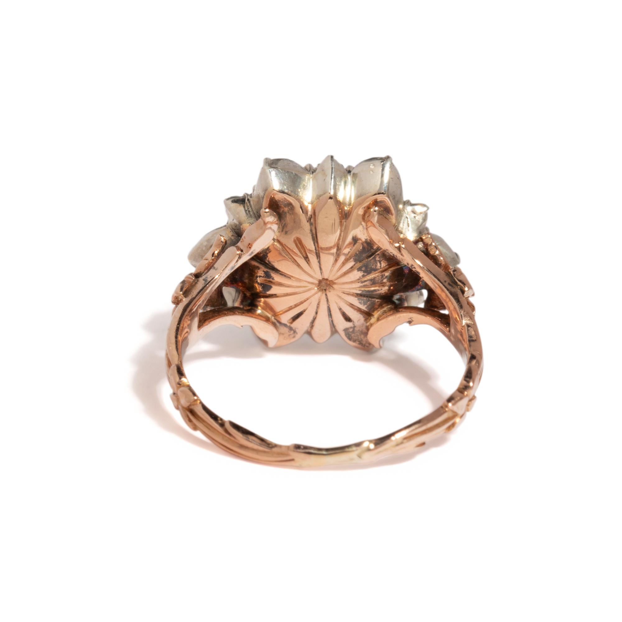 GEORGIAN, DIAMOND CLUSTER RING