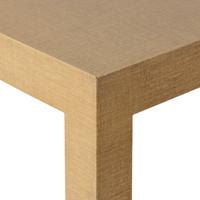 A Pair of Lacquered Raffia Veneered End Tables