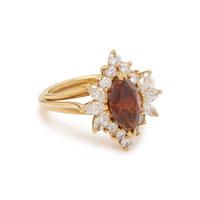 FANCY DEEP BROWNISH ORANGE DIAMOND AND DIAMOND RING