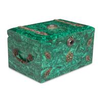 A Large Filigree, Ruby and Emerald-Mounted Malachite Box