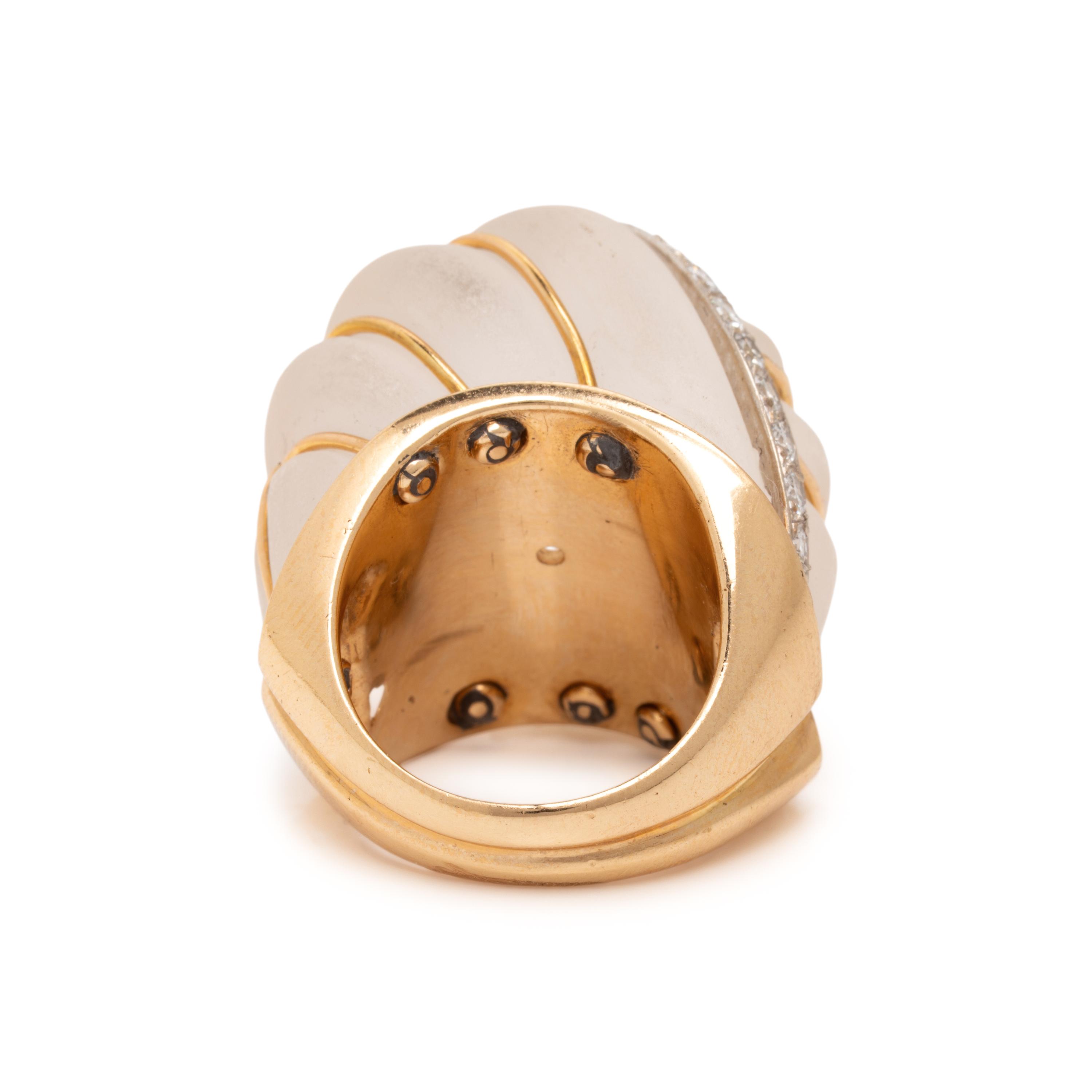 Rock Crystal Quartz, Diamond, and Yellow Gold Bombé Ring