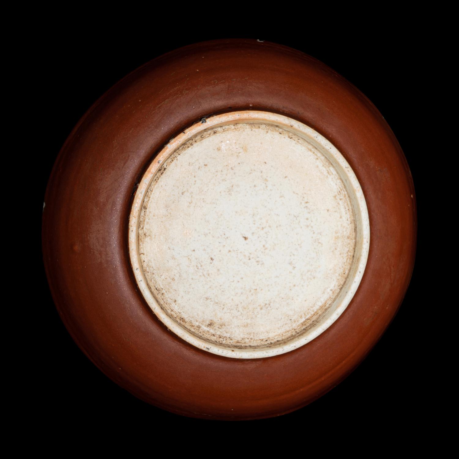 A Carved Blue Glazed Porcelain 'Dragon and Cloud' Plate