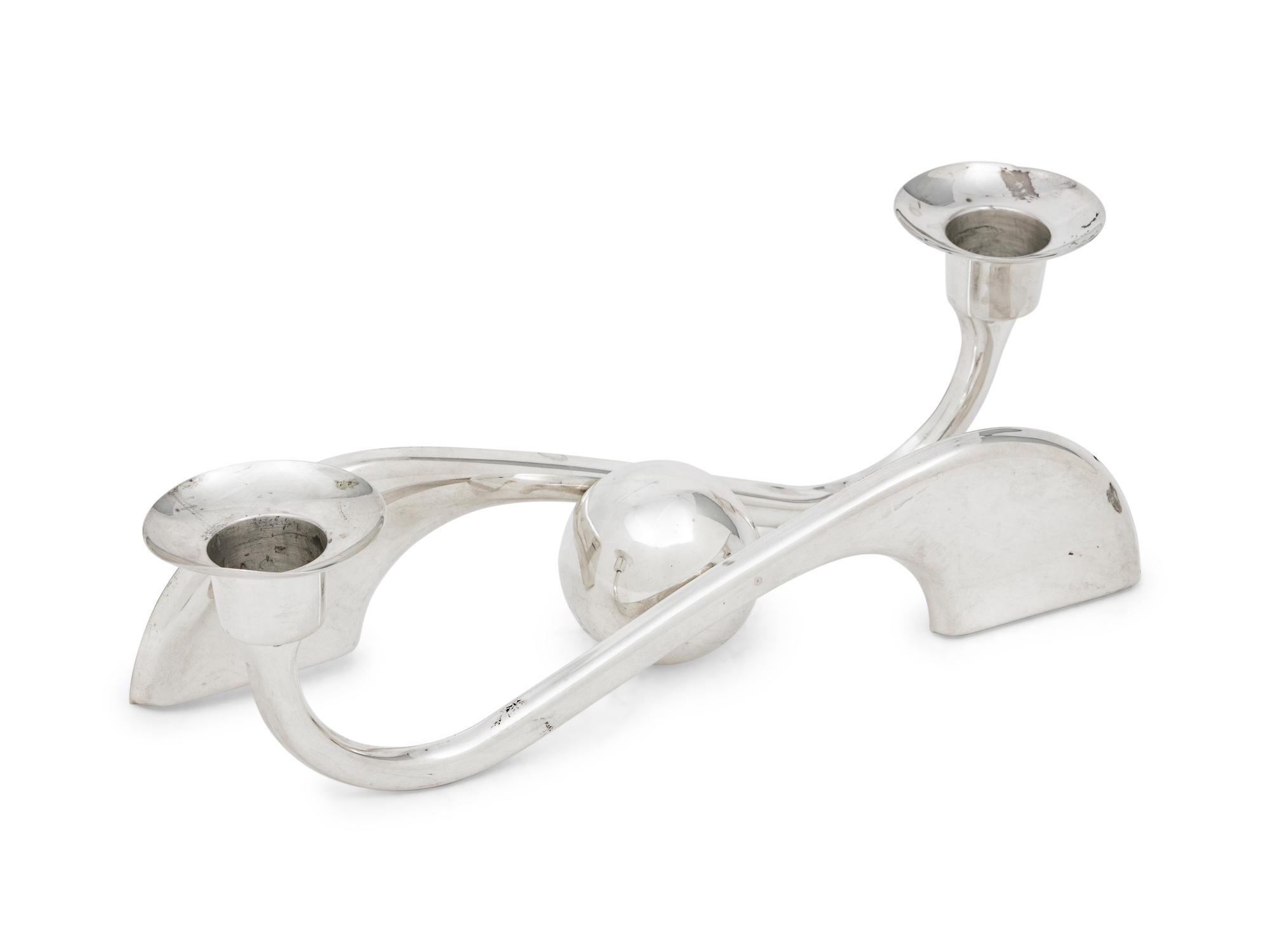 A Mexican Silver Two-Light Candelabra