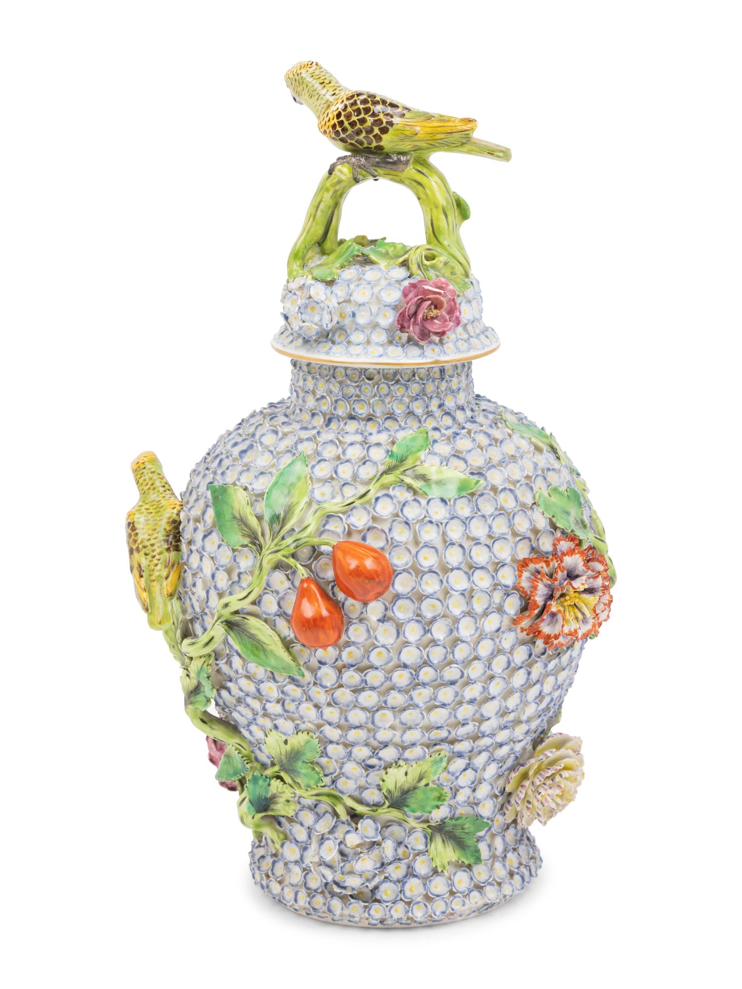 A German Porcelain 'Schneeballen' Urn and Cover Attributed to Meissen
