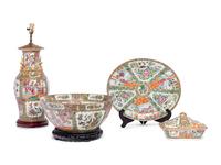 Four Chinese Export Rose Medallion Wares
