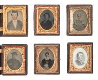 [EARLY PHOTOGRAPHY]. 45 daguerreotypes, ambrotypes, and tintypes of men, women, and children, some in Union cases.