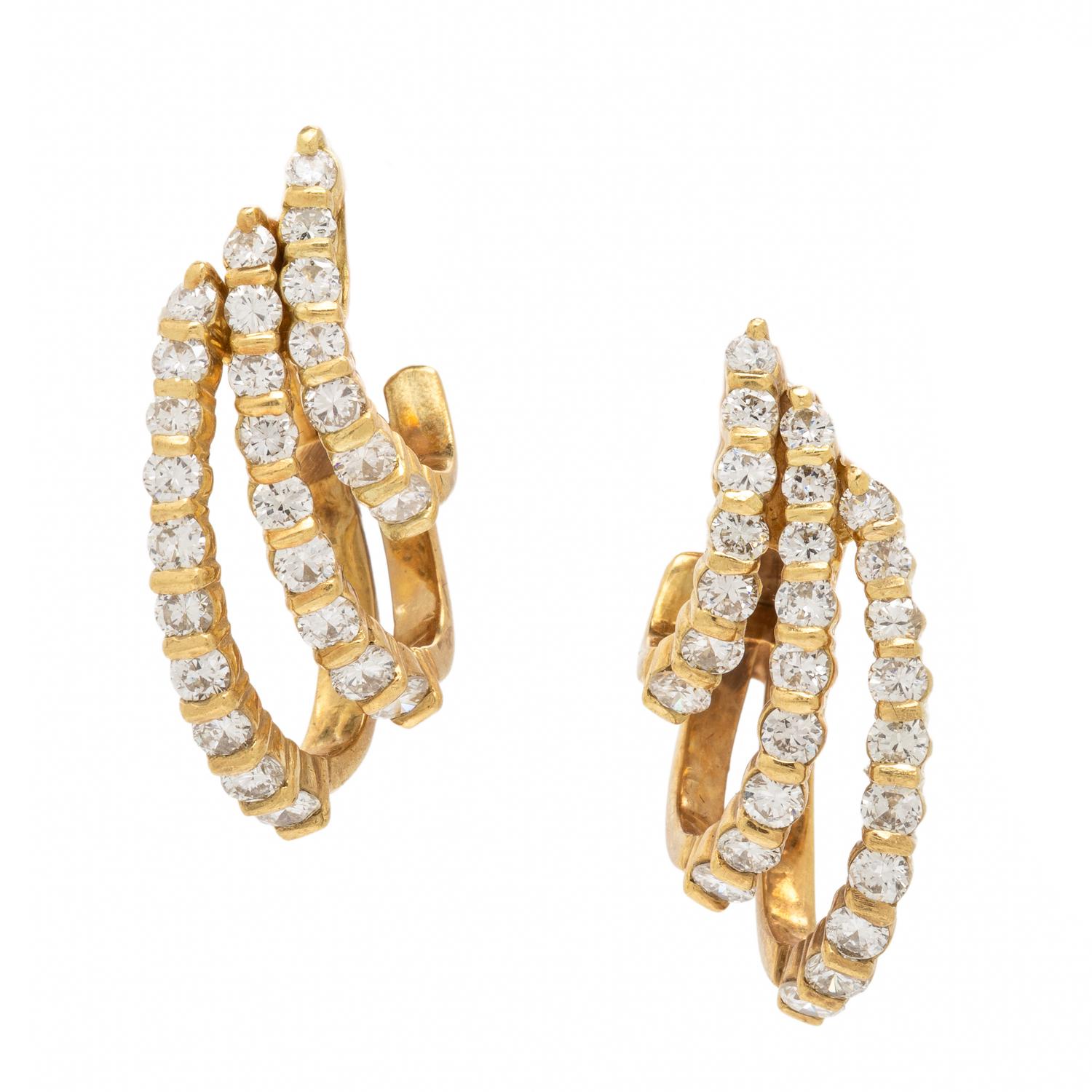 Diamond and Yellow Gold Earrings
