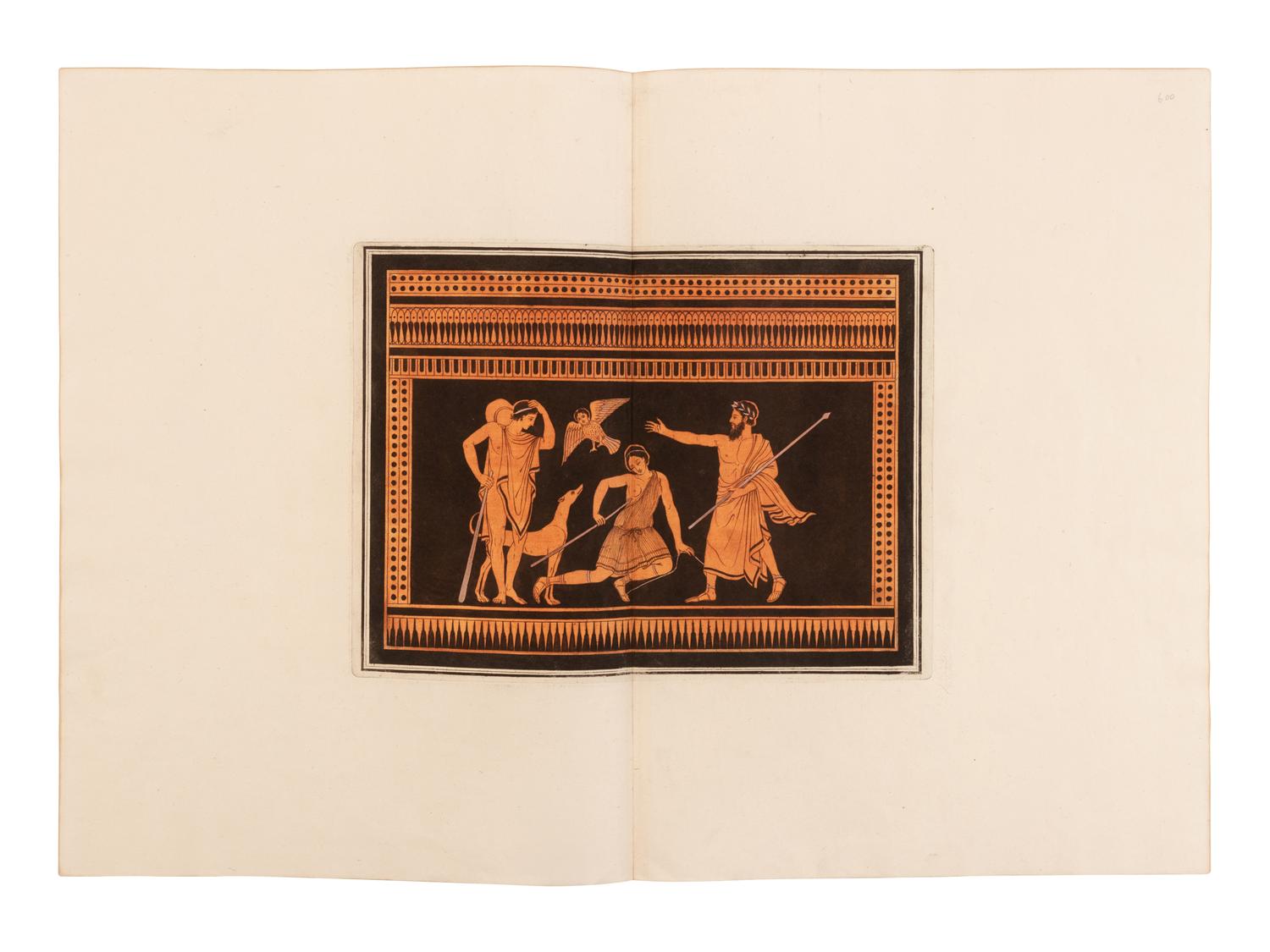 HAMILTON, William (1730-1803). -- HANCARVILLE, Pierre-Francois Hugues d' (1719-1805). A group of 3 engravings from "Collection of Etruscan, Greek and Roman Antiquities from the Cabinet of the Hon. William Hamilton." Naples: Francois, Morelli, 1766-[1776].