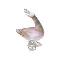 VHERNIER, ROCK CRYSTAL, MOTHER-OF-PEARL AND DIAMOND GOOSE BROOCH