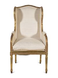 A Louis XVI Style Giltwood Bergère à Oreilles