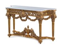 A Louis XVI Style Giltwood Marble-Top Console Table