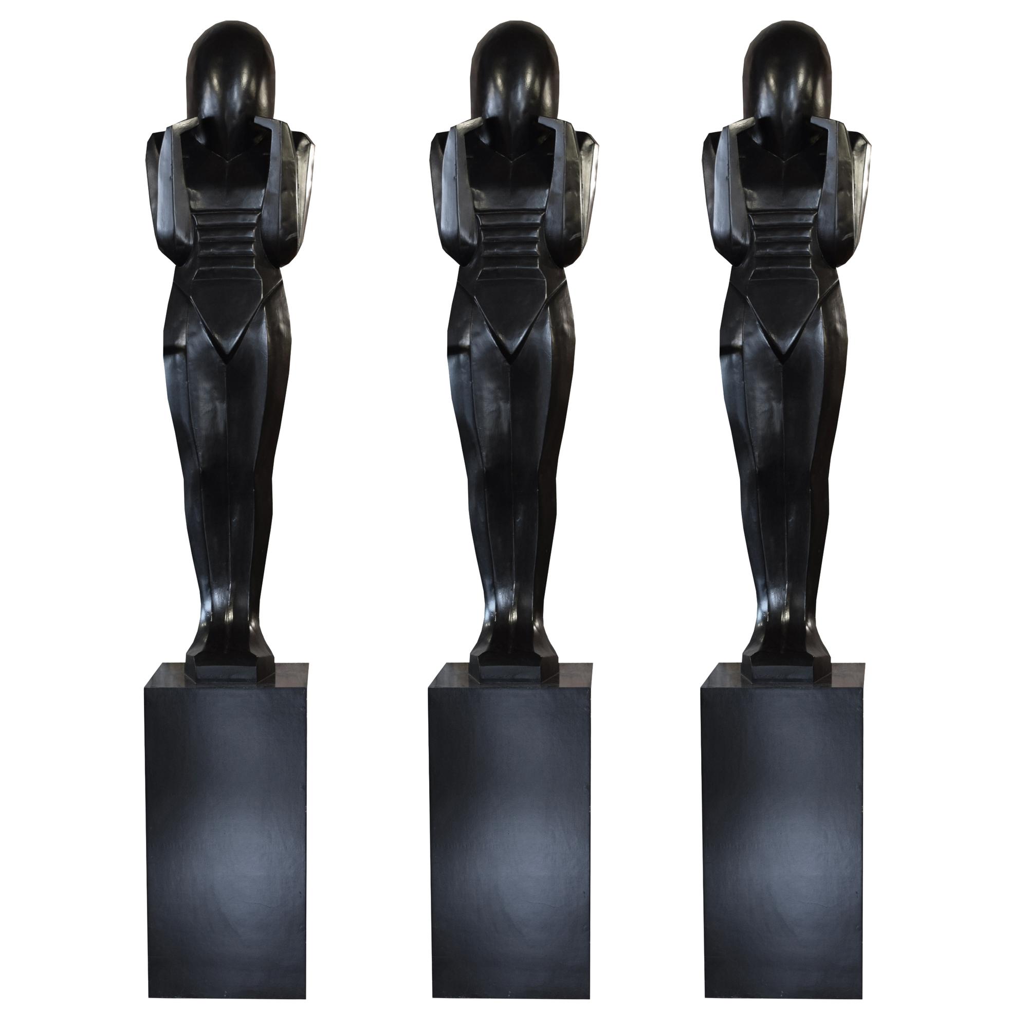 A Set of Three Composition Statues from a French Theater 18" W x 18" D x 109.5" H — France, Circa 1940
