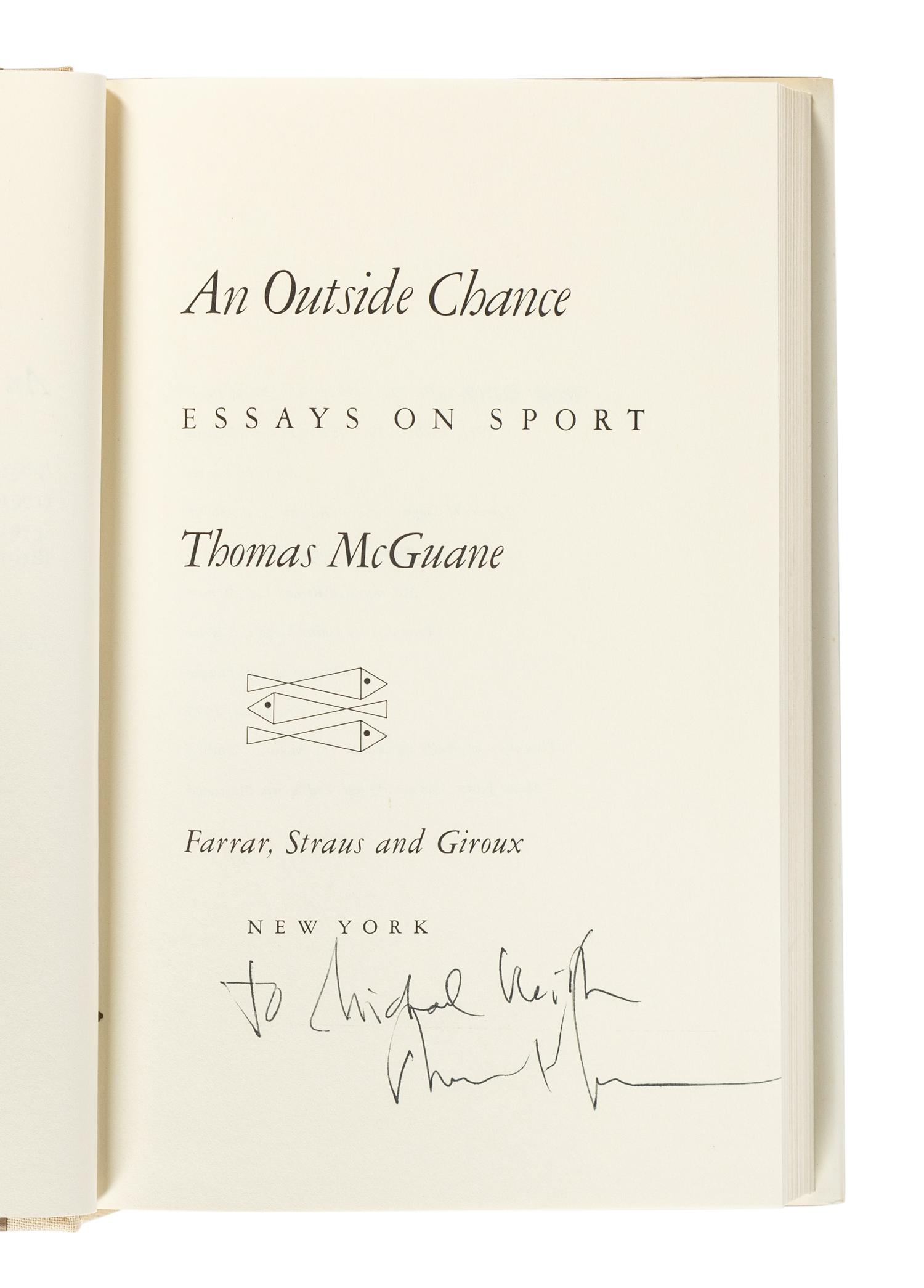 McGUANE, Thomas (b. 1939). A group of 7 works by McGuane, ALL FIRST EDITIONS, ALL SIGNED OR INSCRIBED, comprising: