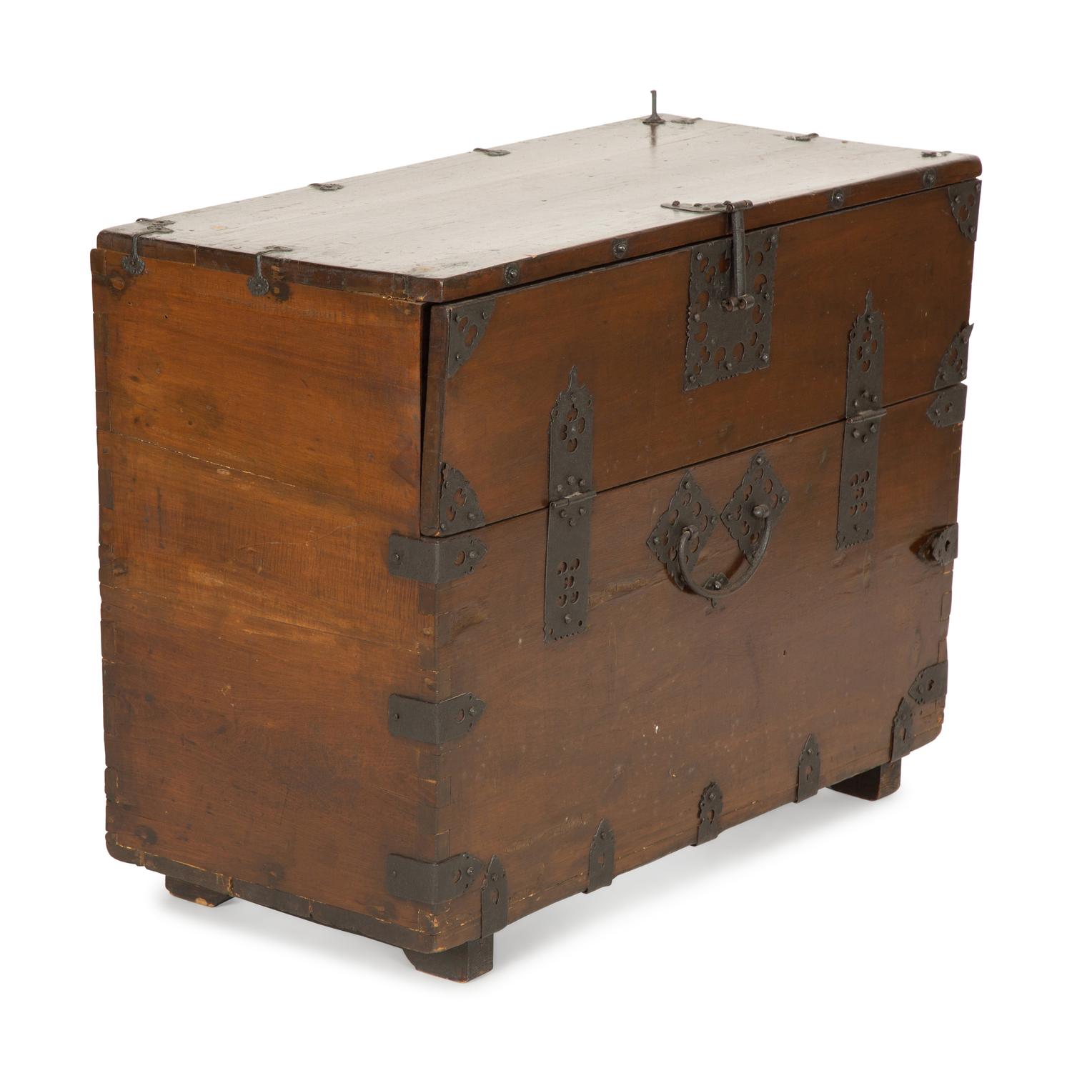 A Japanese Iron Mounted Blanket Chest