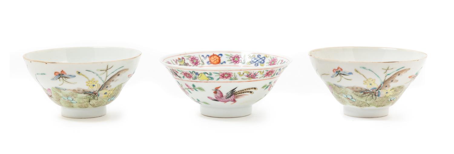 Three Chinese Famille Rose Porcelain Bowls
