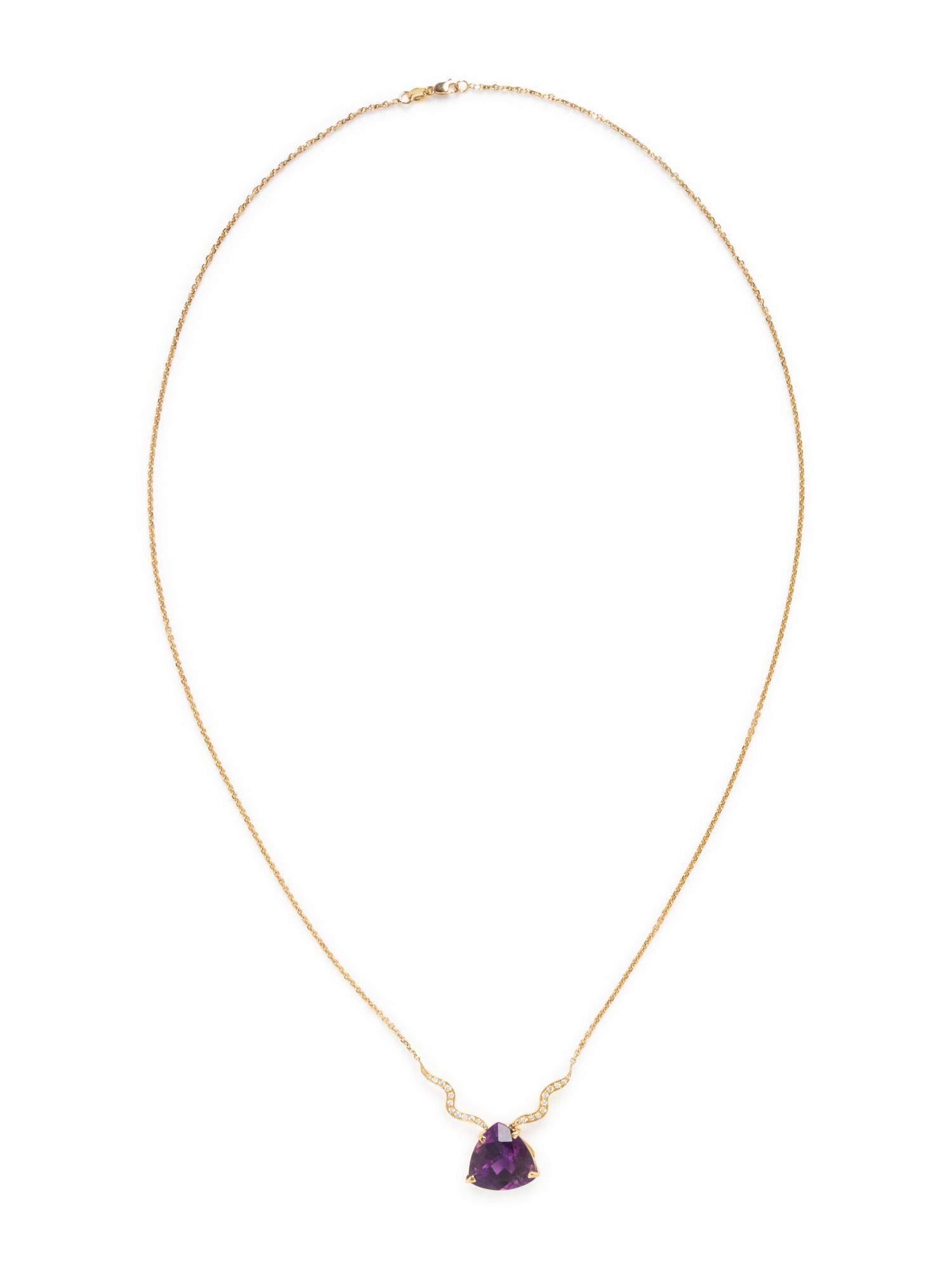 AMETHYST, DIAMOND, AND YELLOW GOLD NECKLACE