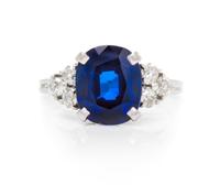 A Platinum, Sapphire and Diamond Ring, 4.20 dwts.