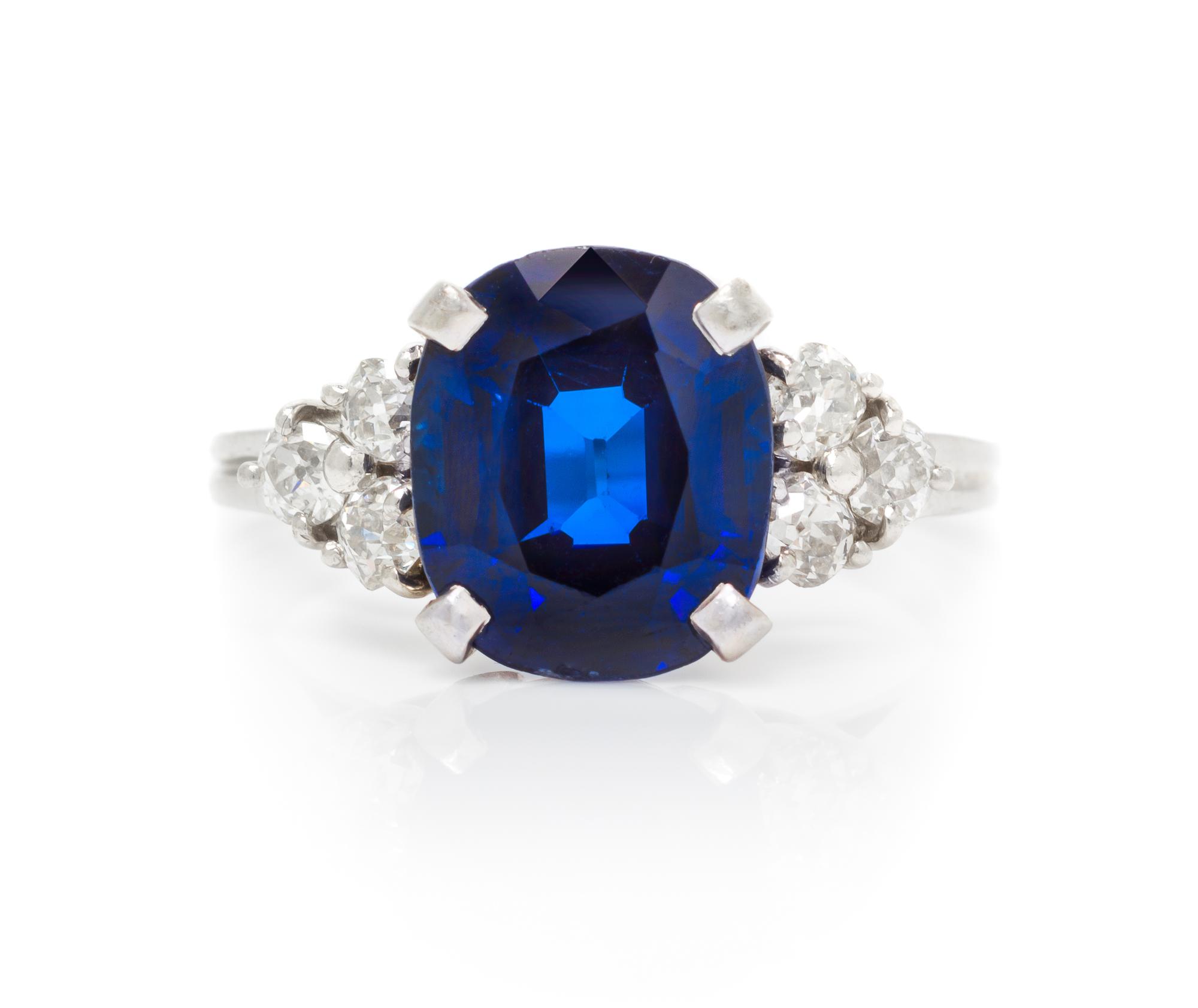 A Platinum, Sapphire and Diamond Ring, 4.20 dwts.