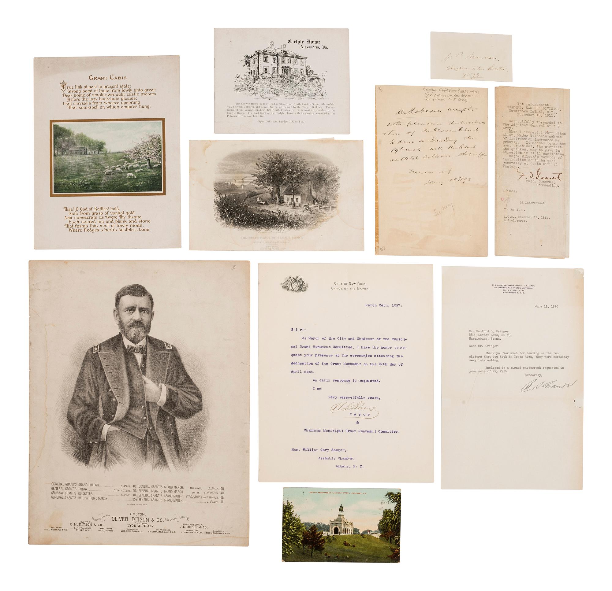 [GRANT, Ulysses S. (1822-1885).] Ephemera associated with Grant's military and political careers.
