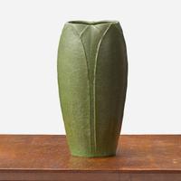 Norma Peirce for Grueby Faience Company Vase with Leaves, USA, 1904-10