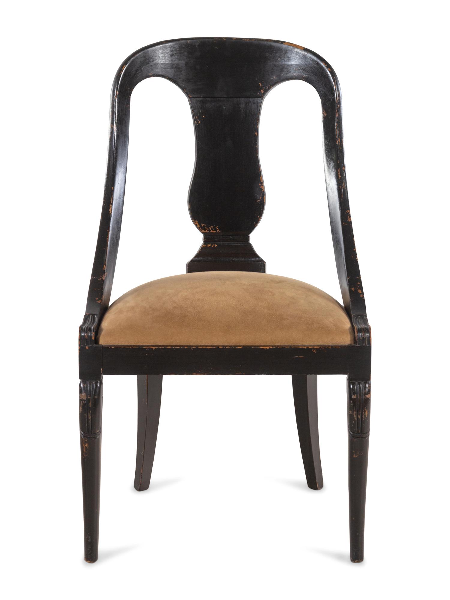 A Black-Painted Barrel-Back Side Chair