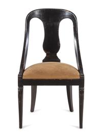 A Black-Painted Barrel-Back Side Chair