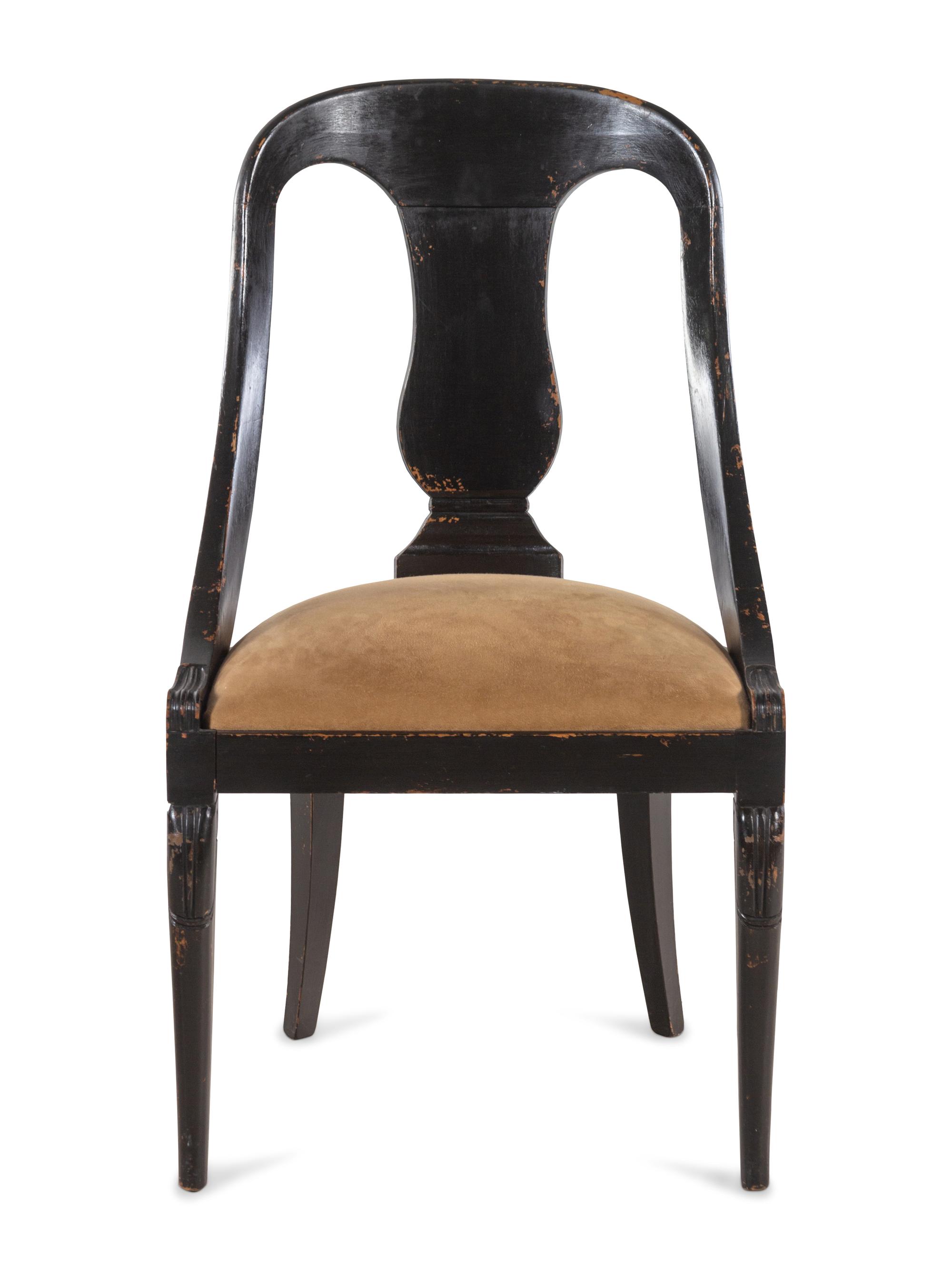 A Black-Painted Barrel-Back Side Chair