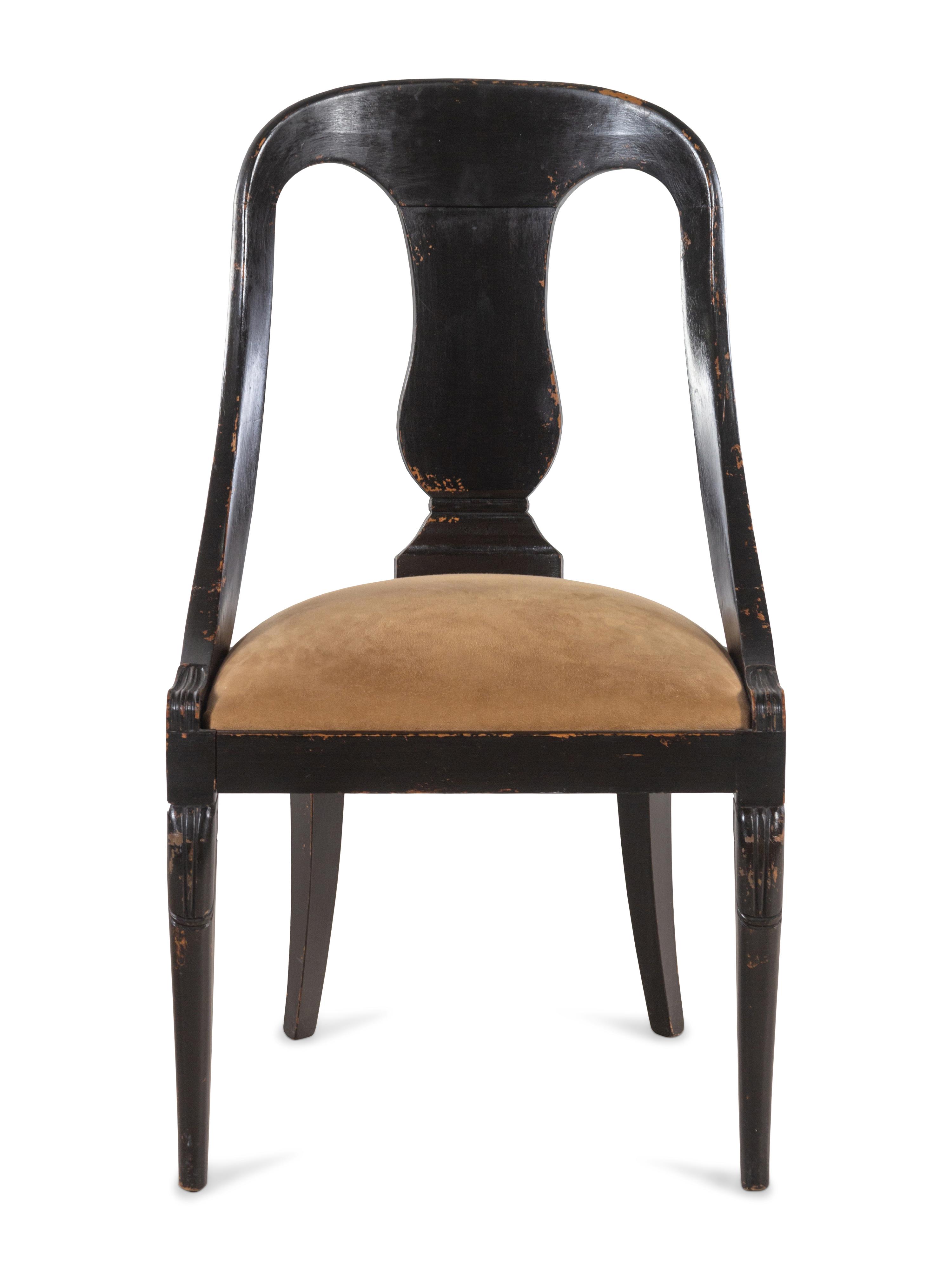 A Black-Painted Barrel-Back Side Chair