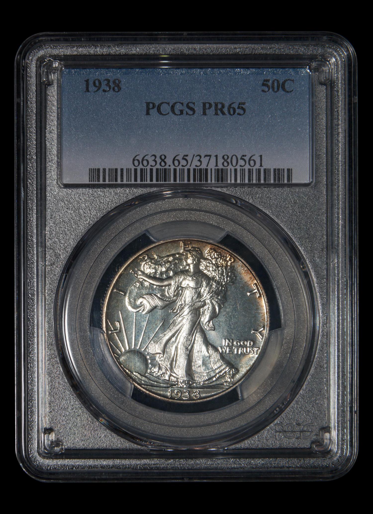 A 1938 Walking Liberty 50c Proof (PCGS PR65)