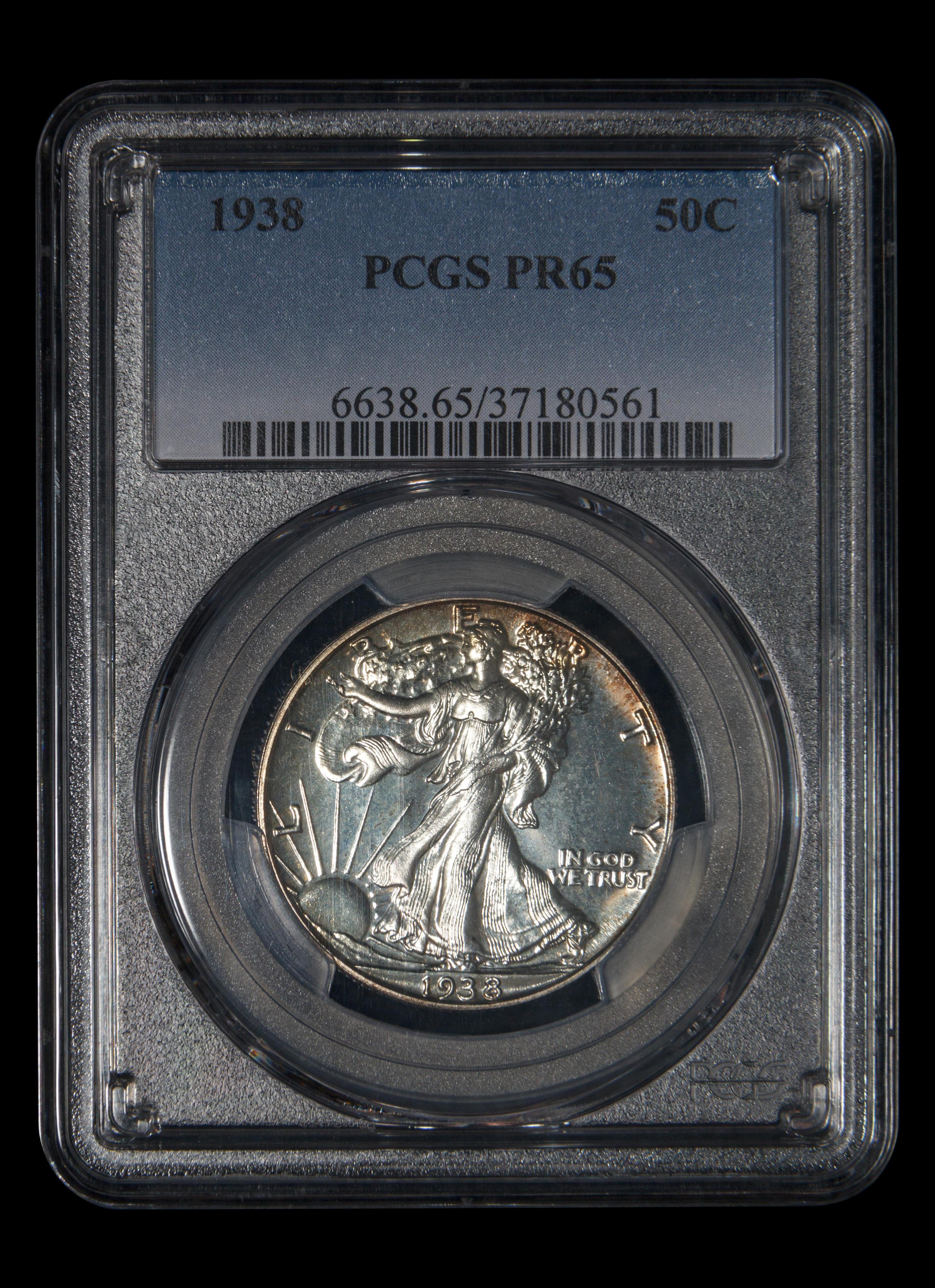 A 1938 Walking Liberty 50c Proof (PCGS PR65)