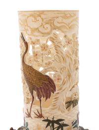 A Pair of Royal Worcester Aesthetic Movement Parcel Gilt Porcelain Vases