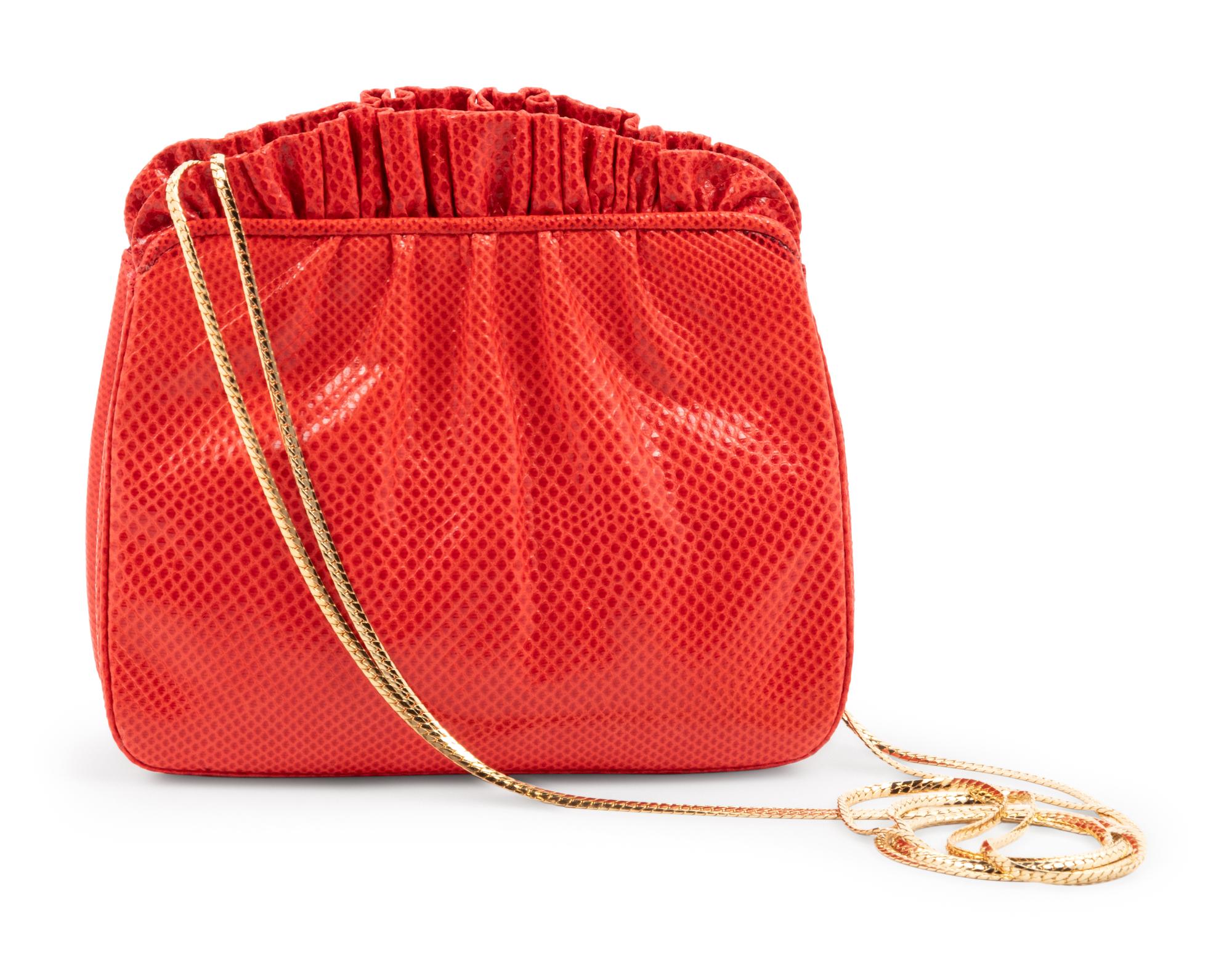 Judith Leiber Red Karung Snakeskin Bag