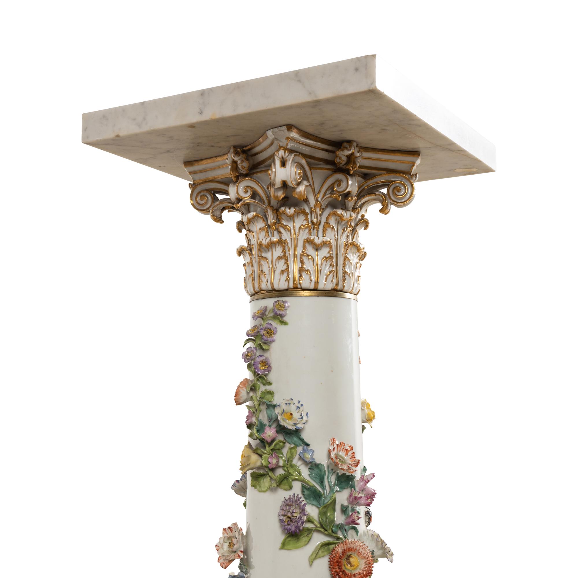 A German Porcelain and Marble Pedestal