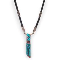 Sterling Silver Necklace, with Micro Mosaic Inlay Pocket Knife Pendant Lot is located and will ship from Denver, Colorado.