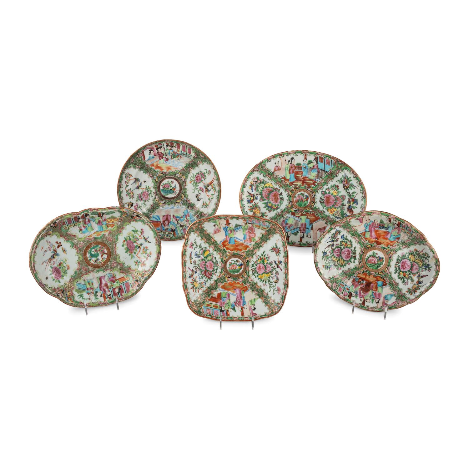 A Collection of Chinese Export Rose Medallion Porcelain Table Articles