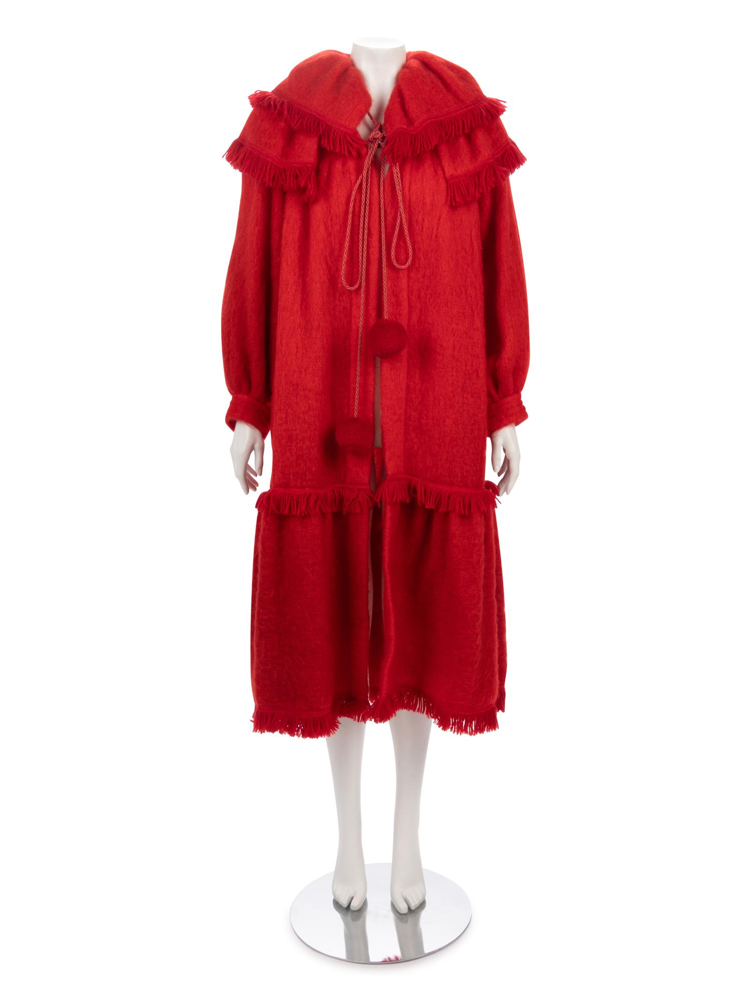 Saint Laurent Rive Gauche Red Coat, 1970-1980s