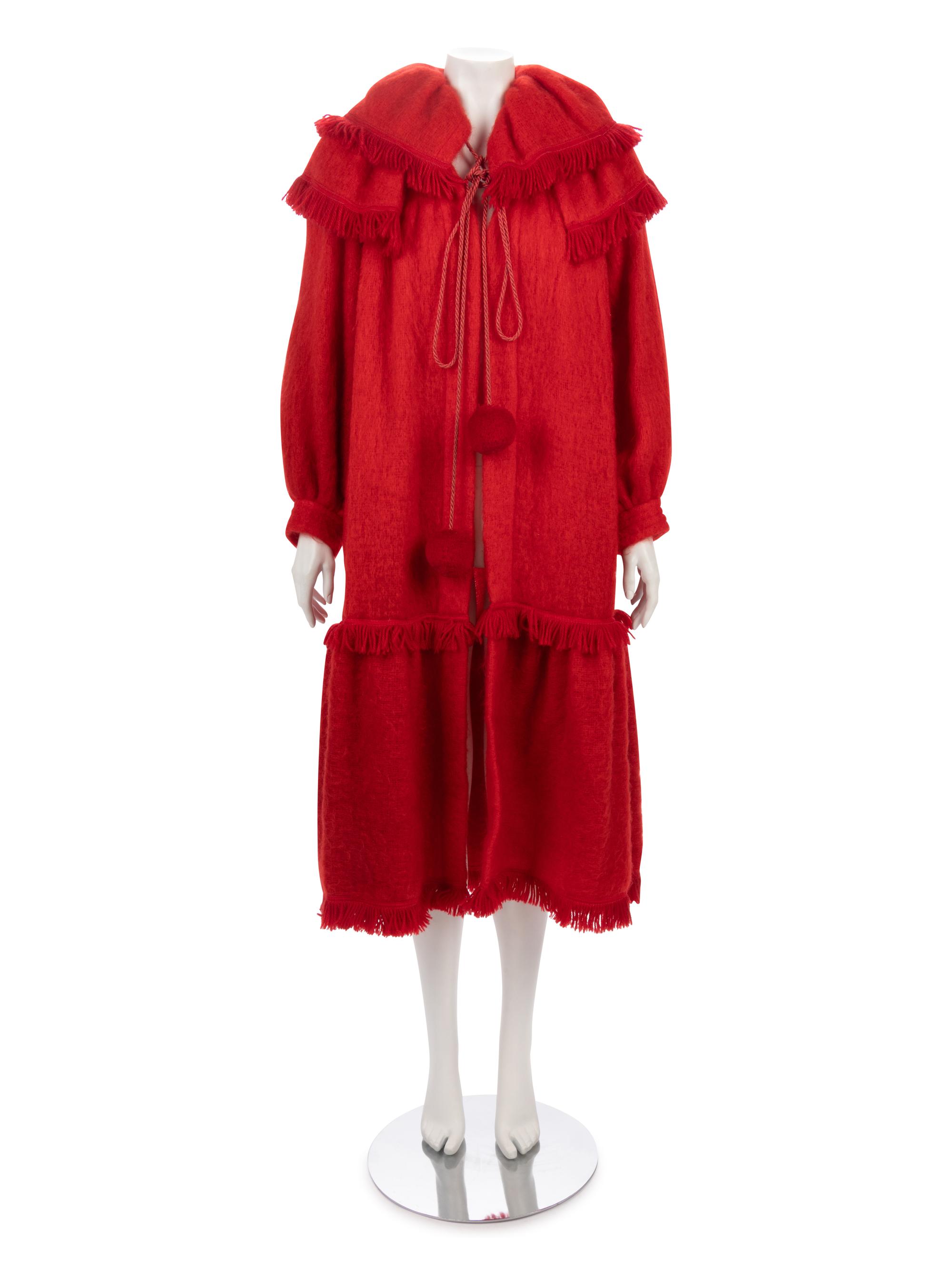 Saint Laurent Rive Gauche Red Coat, 1970-1980s