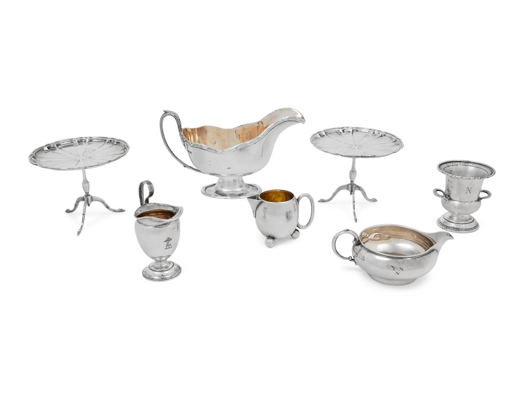 An Assembled Group of English Silver Table Articles
