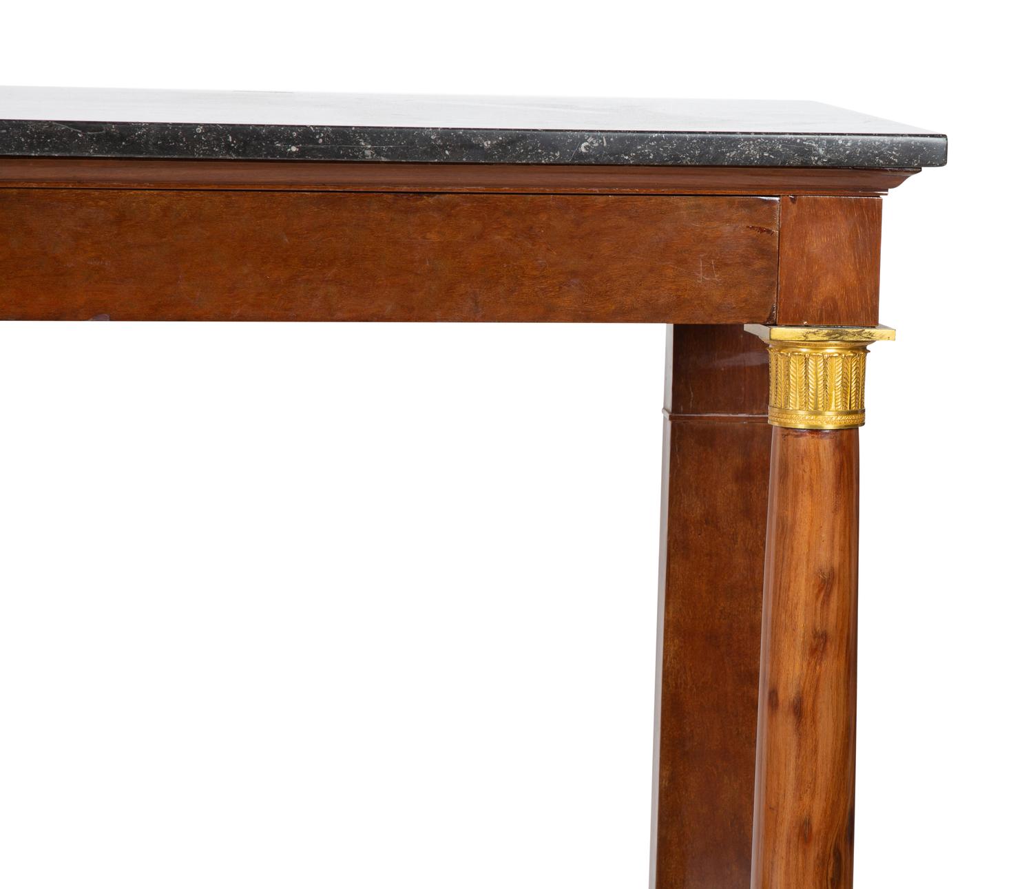 An Empire Style Gilt Bronze Mounted Mahogany Marble-Top Console Table — CIRCA 1840