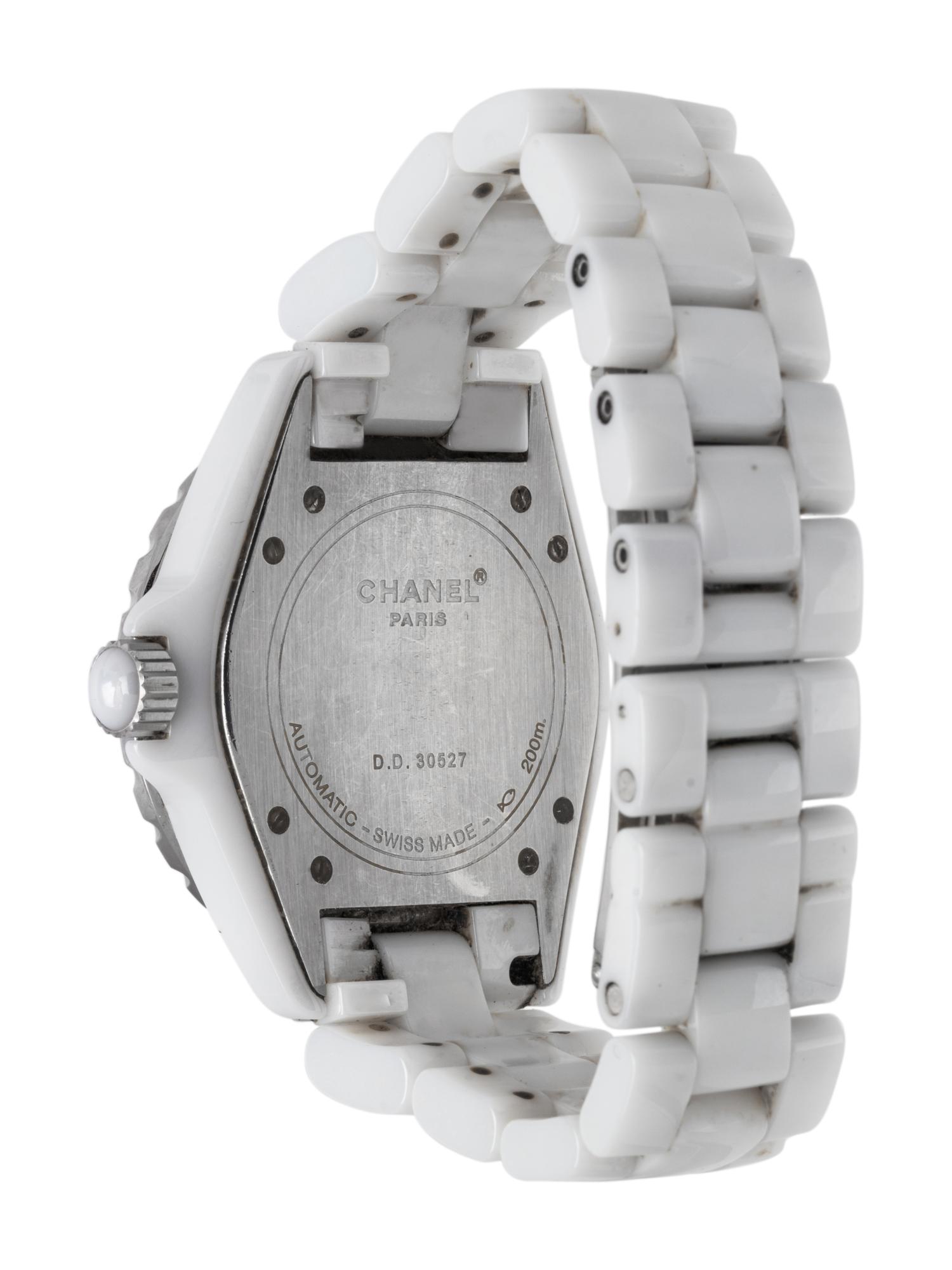CHANEL, STAINLESS STEEL AND WHITE CERAMIC 'J12' WRISTWATCH