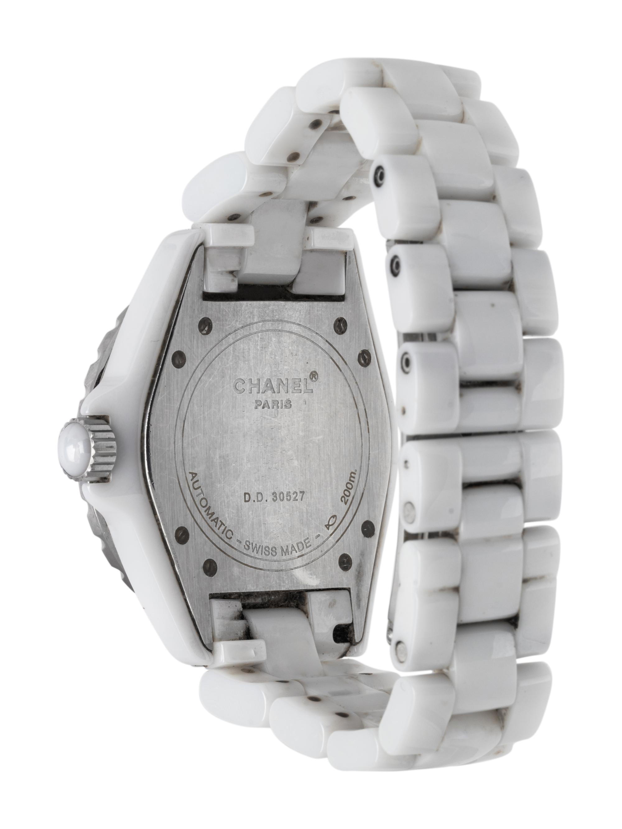 CHANEL, STAINLESS STEEL AND WHITE CERAMIC 'J12' WRISTWATCH