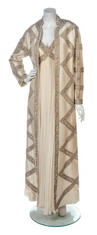 A Victoria Royale Ivory Chiffon Gown and Coat,