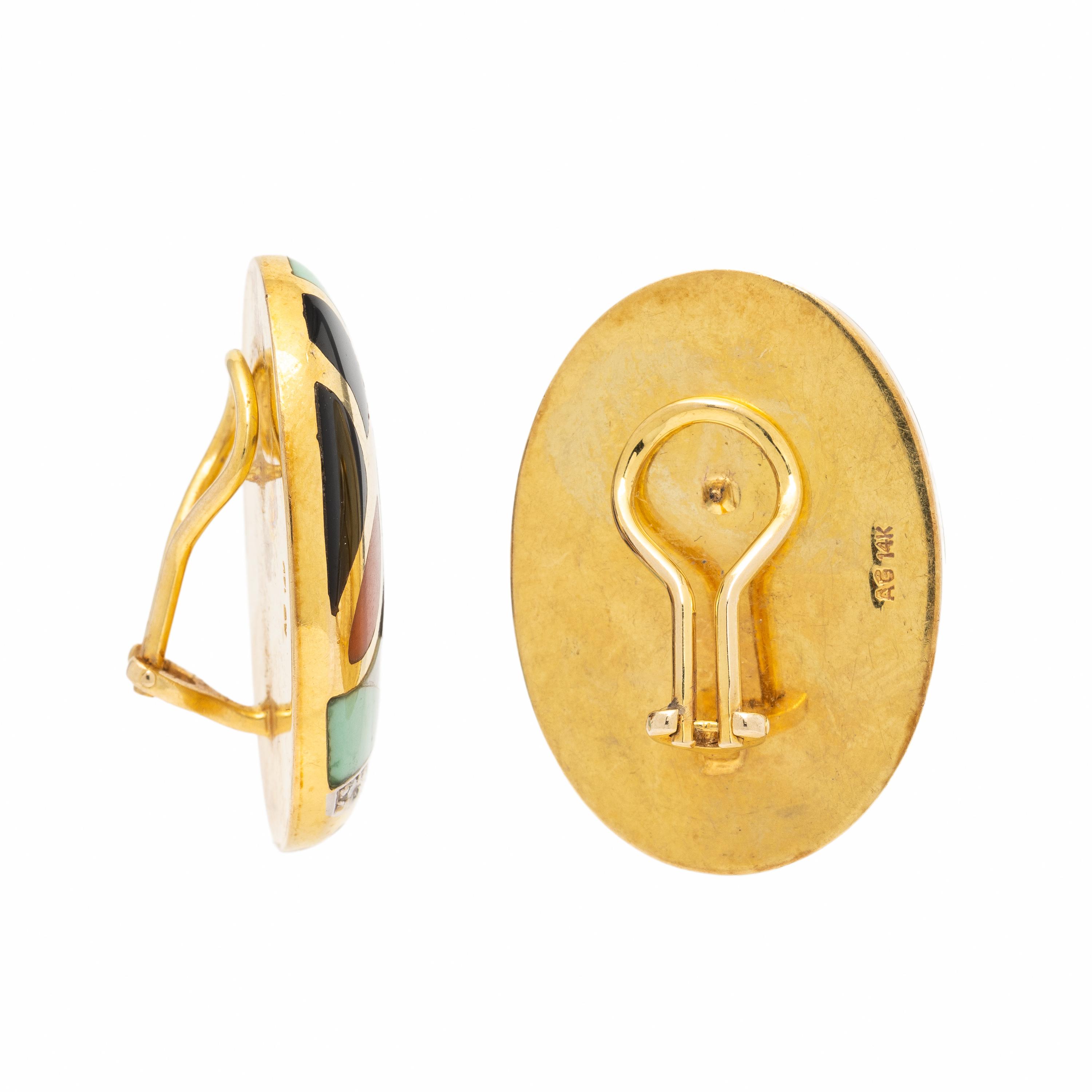 Asch Grossbardt, Yellow Gold and Multigem Earrings