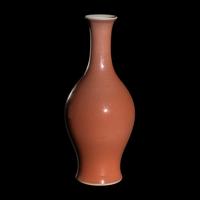A Chinese Sang-de-Boeuf Glazed Porcelain Vase, Ganlanping, Qianlong Mark 乾隆款 寶石紅釉橄欖瓶