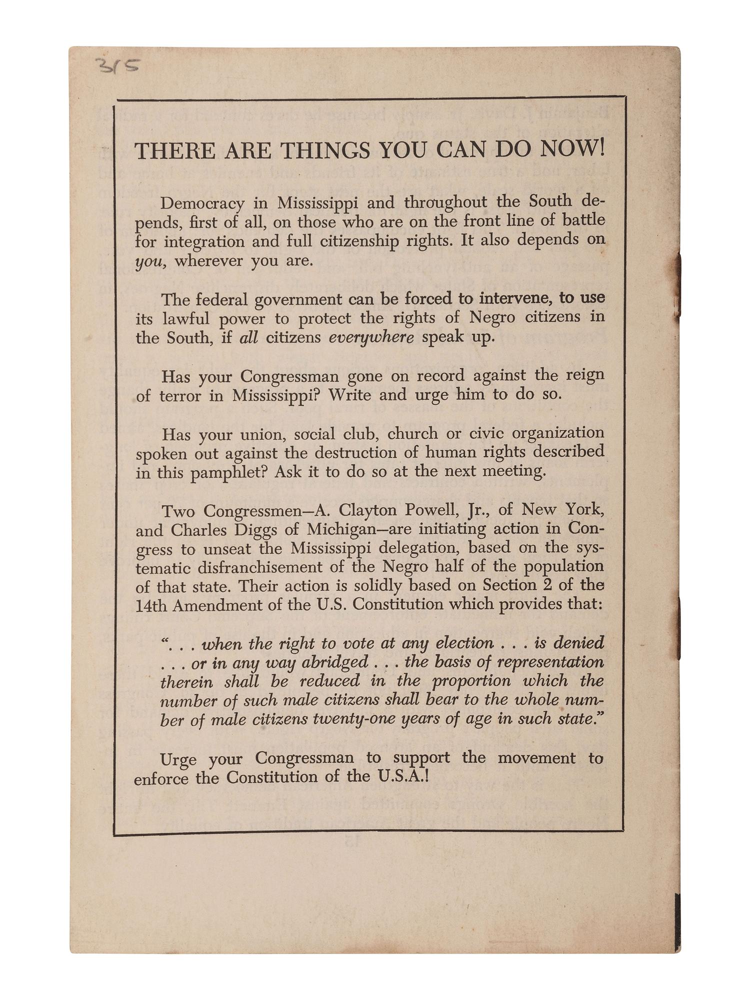[TILL, EMMETT (1941-1955)]. BURNHAM, Louis E. Behind the Lynching of Emmet Louis Till. New York: Freedom Associates, Inc., 1955.