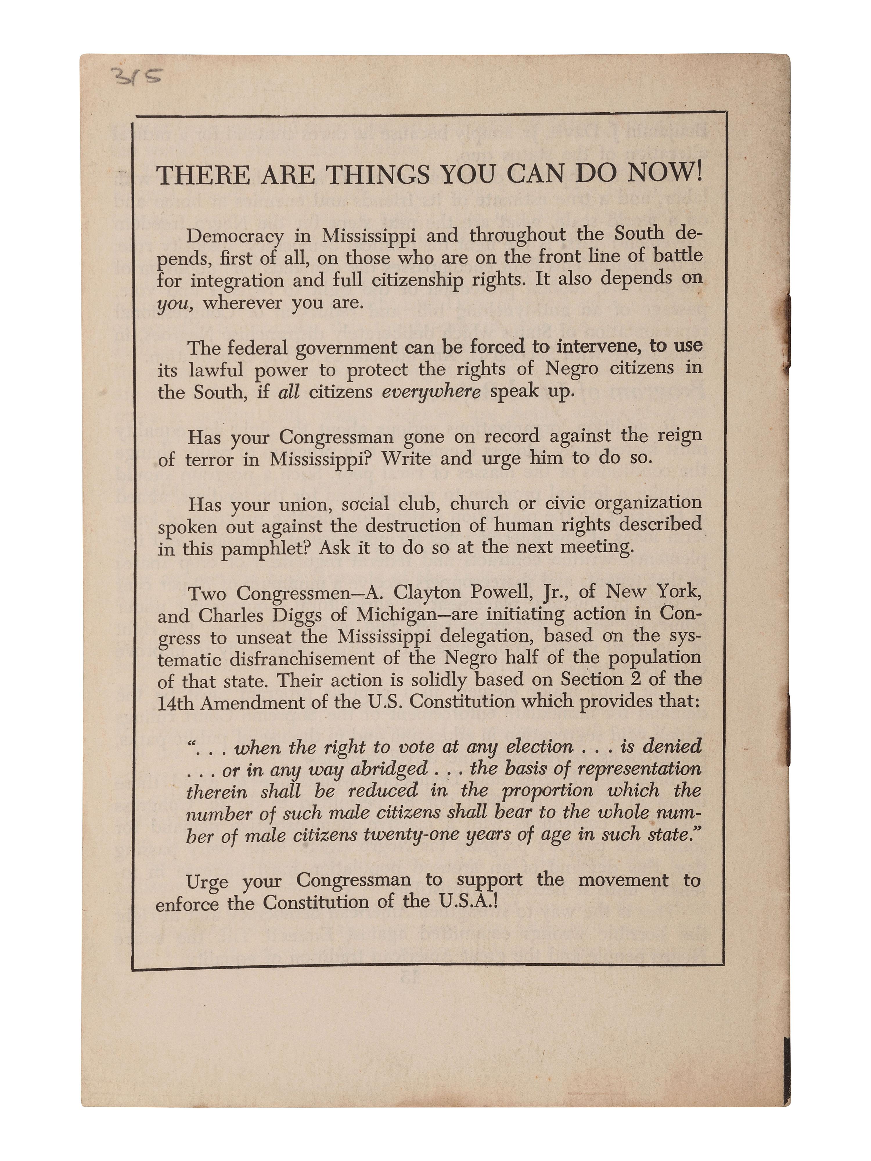 [TILL, EMMETT (1941-1955)]. BURNHAM, Louis E. Behind the Lynching of Emmet Louis Till. New York: Freedom Associates, Inc., 1955.
