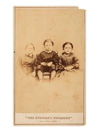 [CIVIL WAR]. Two CDVs, incl. "The Soldier's Children." Philadelphia: Wenderoth & Taylor, ca 1863, sold to benefit the fatherless children of the Civil War.
