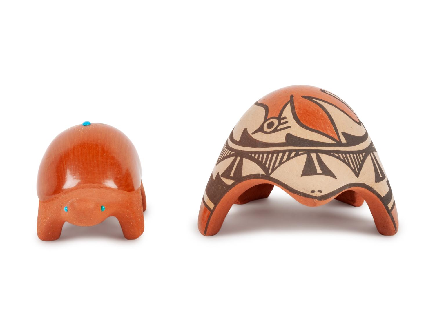 Santa Clara and Zia Pottery Turtles